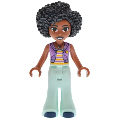  Friends Jamila - Medium Lavender Sleeveless Hoodie, Light Aqua Trousers Bell-Bottoms, Dark Blue Shoes