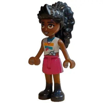  Friends Elsa D - White Knotted Sleeveless Shirt, Magenta Skirt, Black Boots