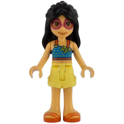  Friends Liann - Dark Azure Top, Bright Light Yellow Shorts, Reddish Orange Sandals