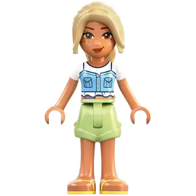  Friends Sara - Bright Light Blue Top, Ostomy Bag, Yellowish Green Shorts, Bright Light Yellow Sandals