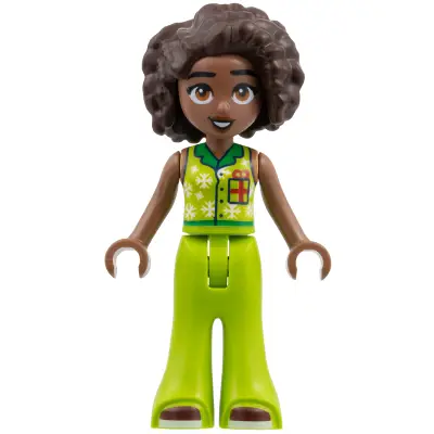  Friends Aliya - Lime Top with Snowflakes and Christmas Gift and Trousers Bell-Bottoms with Dark Red Shoes