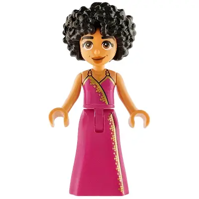  Friends Zahra - Magenta Dress with Gold and Dark Blue Trim