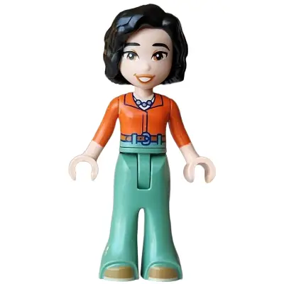  Friends Michelle - Reddish Orange Shirt, Sand Green Trousers Bell-Bottoms, Medium Nougat Shoes