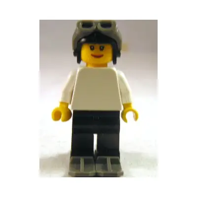  FIRST LEGO League (FLL) Climate Connections Skier Female White Top, Black Aviator Cap