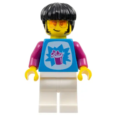  Guitarist - Male, Dark Azure Shirt with Slushy Cup, White Legs, Black Bowl Cut Hair, Sunglasses