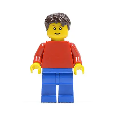 Plain Red Torso with Red Arms, Blue Legs, Dark Brown Short Tousled Hair
