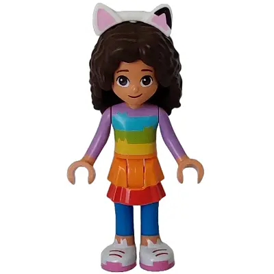  Gabby - Striped Shirt, Layered Skirt over Blue Leggings