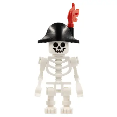  Skeleton, Fantasy Era Torso with Standard Skull, Mechanical Arms, Black Bicorne Hat, Red Plume
