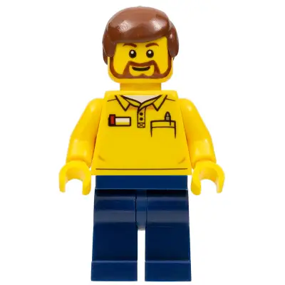  LEGO Store Employee, Dark Blue Legs, Brown Beard