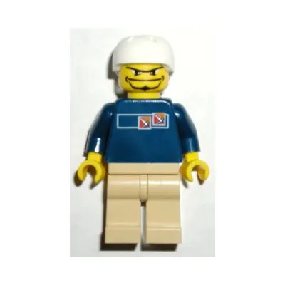  Skateboarder, Dark Blue Shirt, Tan Legs