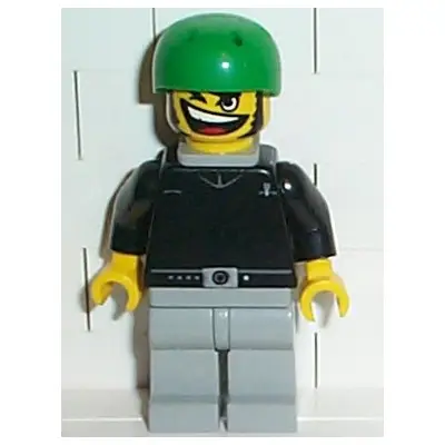  Skateboarder, Black Shirt, Light Gray Legs, with Back Stud