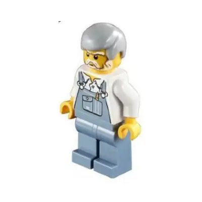  Overalls Sand Blue, Sand Blue Legs, Light Bluish Gray Male Hair, White Beard