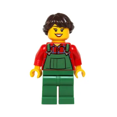  Overalls Farmer Green, Dark Brown French Braided Female Hair