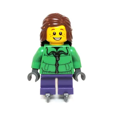  Winter Jacket Zipper, Dark Purple Short Legs, Reddish Brown Female Hair Mid-Length, Ice Skates