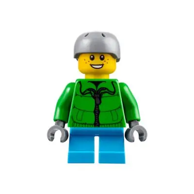  Winter Jacket Zipper, Dark Azure Short Legs, Light Bluish Gray Sports Helmet