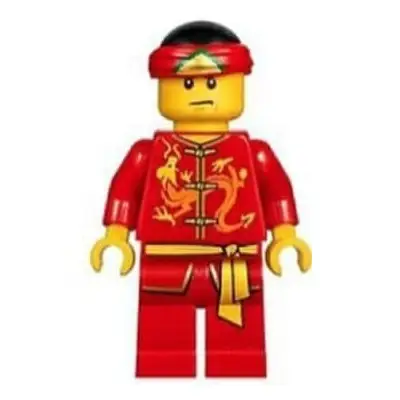  Dragon Dance Performer, Tied Red Bandana, Angry Eyebrows and Scowl