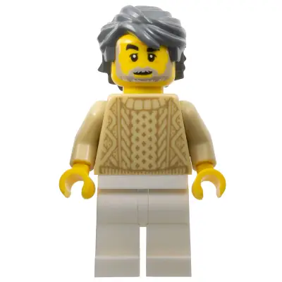  Snowmobile Driver - Male, Tan Knit Sweater, White Legs, Dark Bluish Gray Hair