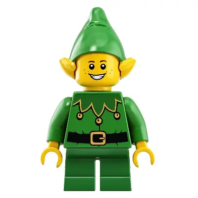  Elf - Green Scalloped Collar with Bells, Freckles, Open Mouth Smile with Teeth