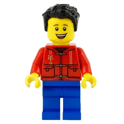  Father, Red Tang Jacket with Hood, Blue Legs, Black Tousled Hair