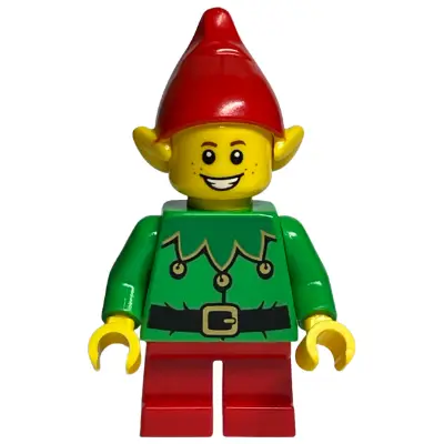  Elf - Green Scalloped Collar with Bells, Red Hat