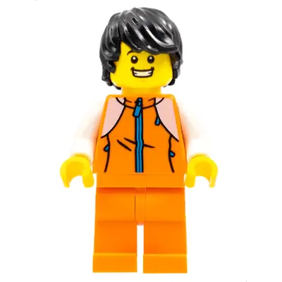  Man, Orange Tracksuit, Black Hair