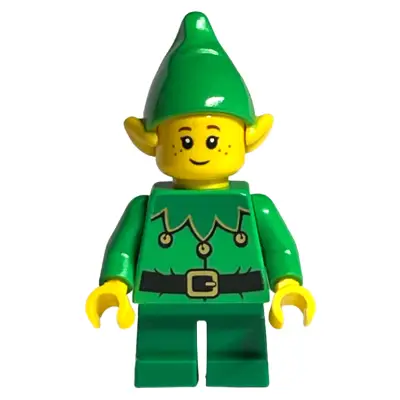  Elf - Green Scalloped Collar with Bells, Closed Mouth with Freckles