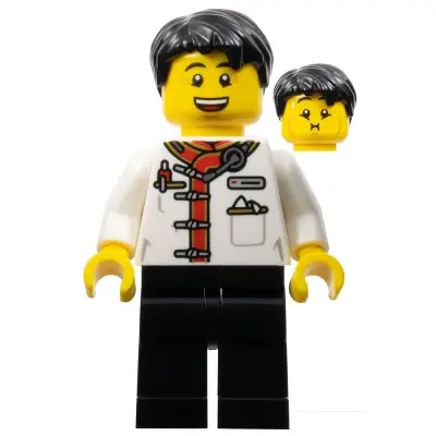  Waiter - Male, White Uniform Jacket, Black Legs, Black Hair