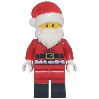  Santa - Fur Lined Jacket with 2 Dark Red Creases on Back, Red Legs with Black Boots, Santa Hat with Printed Red Top