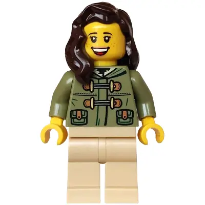  Holiday Express Train Passenger - Female, Olive Green Jacket, Tan Legs, Dark Brown Hair