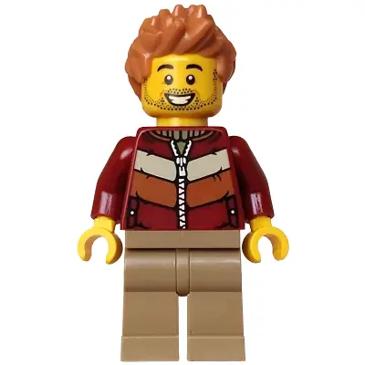  Holiday Express Train Passenger - Male, Dark Red Jacket, Dark Tan Legs, Medium Nougat Hair