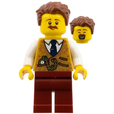  Shopkeeper - Reddish Brown Hair, Moustache, Pearl Gold Vest, Dark Red Legs