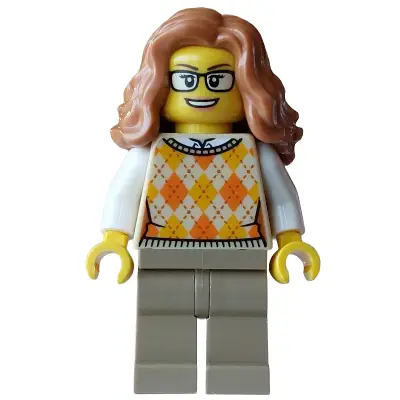  Carol Choir Double Bass Player - Female, Tan Knit Argyle Sweater Vest