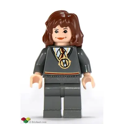  Hermione Granger - Gryffindor Stripe Torso with Time Turner Necklace, Dark Bluish Gray Legs