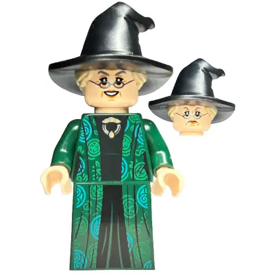  Professor Minerva McGonagall - Dark Green Robe over Black Dress, Hat with Hair