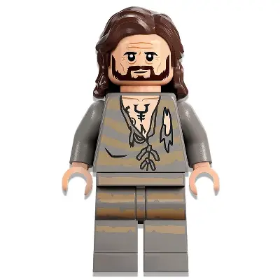  Sirius Black - Dark Brown Hair, Light Bluish Gray Tattered Striped Shirt