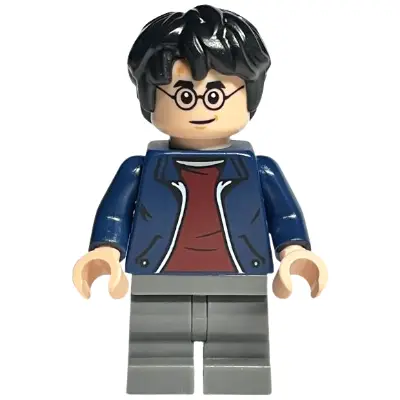  Harry Potter - Dark Blue Open Jacket over Dark Red Shirt, Dark Bluish Gray Medium Legs, Hair