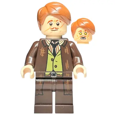  Professor Remus Lupin - Dark Brown Jacket, Olive Green Vest, Printed Legs