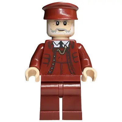  Train Conductor - Male, Dark Red Suit and Hat, Light Nougat Head