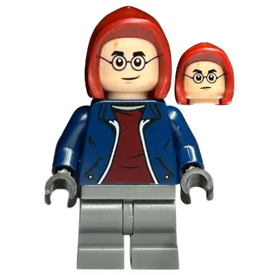  Harry Potter - Dark Blue Open Jacket over Dark Red Shirt, Dark Bluish Gray Medium Legs, Dark Red Hood
