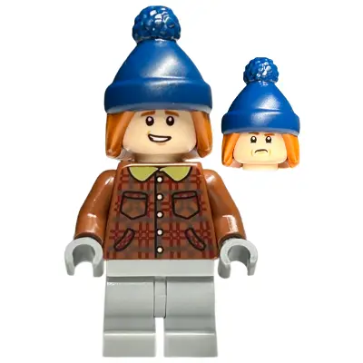  Ron Weasley - Reddish Brown Plaid Jacket, Light Bluish Gray Medium Legs, Dark Orange Hair with Dark Blue Stocking Cap