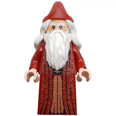  Albus Dumbledore - Dark Red Robe, White Hair, Printed Arms