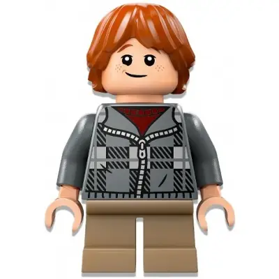  Ron Weasley - Dark Bluish Gray Plaid Jacket, Dark Tan Short Legs