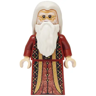  Albus Dumbledore - Dark Red Robe with Gold Hem, White Hair