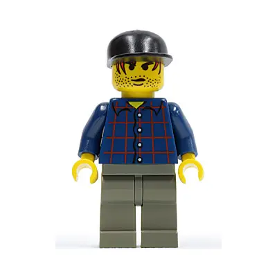 Plaid Button Shirt, Dark Gray Legs, Black Cap, Red Hair, Black Stubble (Werewolf Boy)