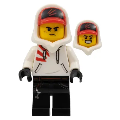 Jack Davids - White Hoodie with Cap and Hood (Large Smile / Grumpy)