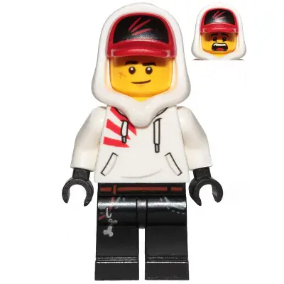  Jack Davids - White Hoodie with Cap and Hood (Lopsided Smile / Scared)