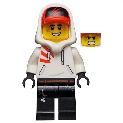  Jack Davids - White Hoodie with Cap and Hood (Large Smile with Teeth / Angry)