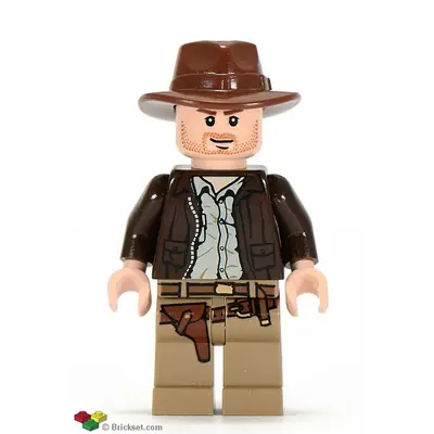  Indiana Jones - Dark Brown Jacket, Reddish Brown Fedora, Closed Mouth Lopsided Grin