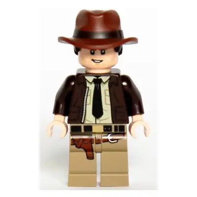 Indiana Jones - Dark Brown Jacket, Black Tie, Reddish Brown Dual Molded Hat with Hair, Light Nougat Hands