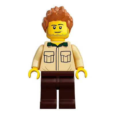  Dad, Stubble, Shirt with Dark Green Collar, Medium Nougat Hair Spiked